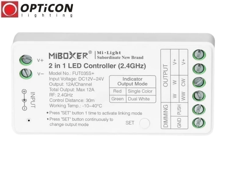Sterownik Taśm LED MiLight 2in1 SR2 / FUT035S+ 12A 12V / 24V DC Radiowy 2,4G
