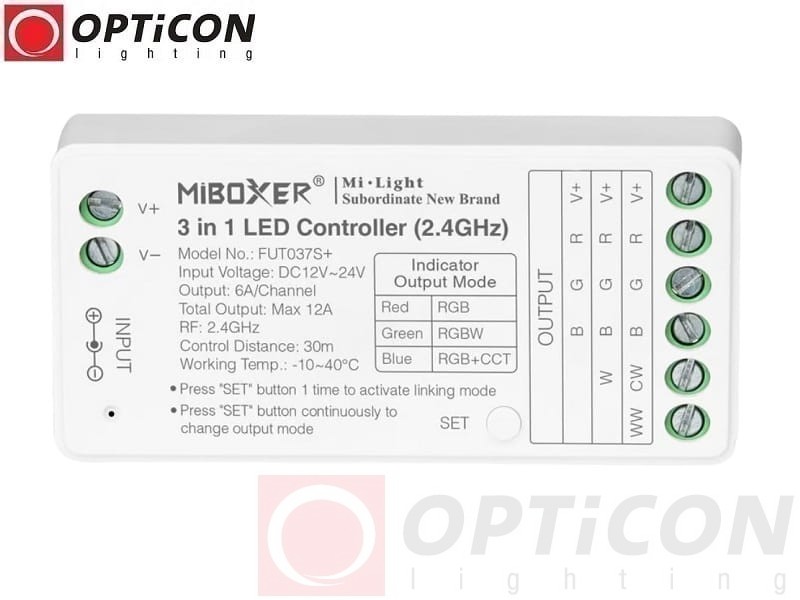 Sterownik Taśm LED MiLight 3in1 FUT037S+ 12A 12V / 24V DC 2,4G