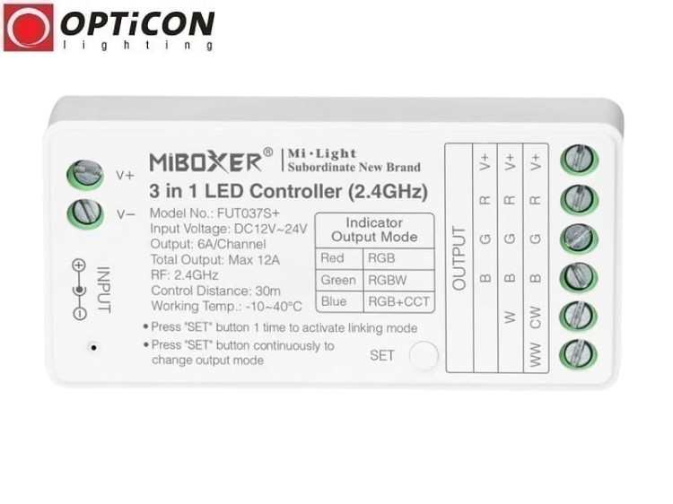 Sterownik Taśm LED MiLight 3in1 FUT037S+ 12A 12V / 24V DC 2,4G