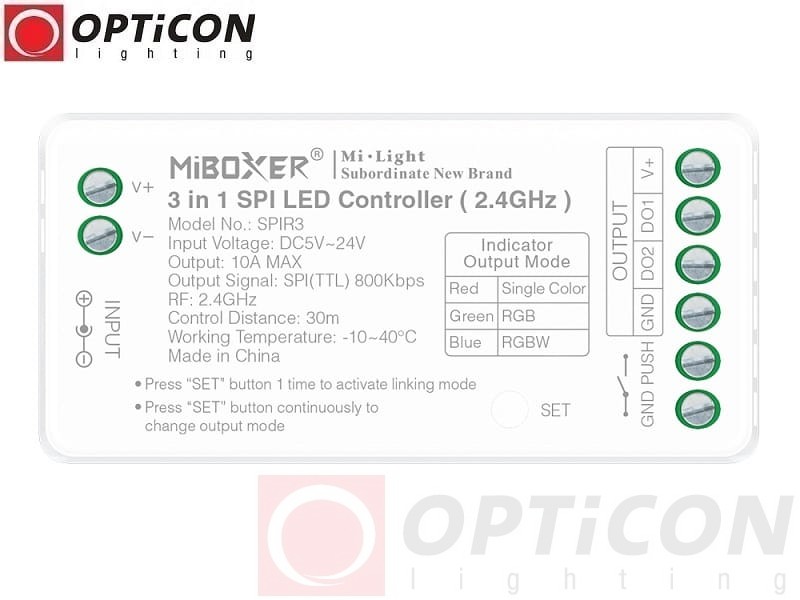 Sterownik Cyfrowych Taśm LED MiLight 3in1 SPIR3 10A 12V / 24V DC 2,4G
