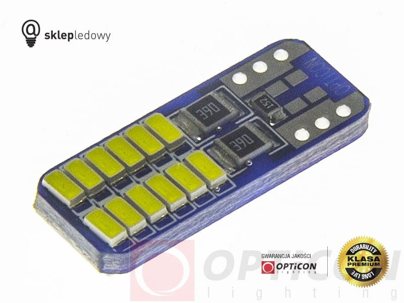 Żarówka Led W5W T10 SMD 3014 12V Biały Zimny 6000K CANBUS OPTICON PREMIUM