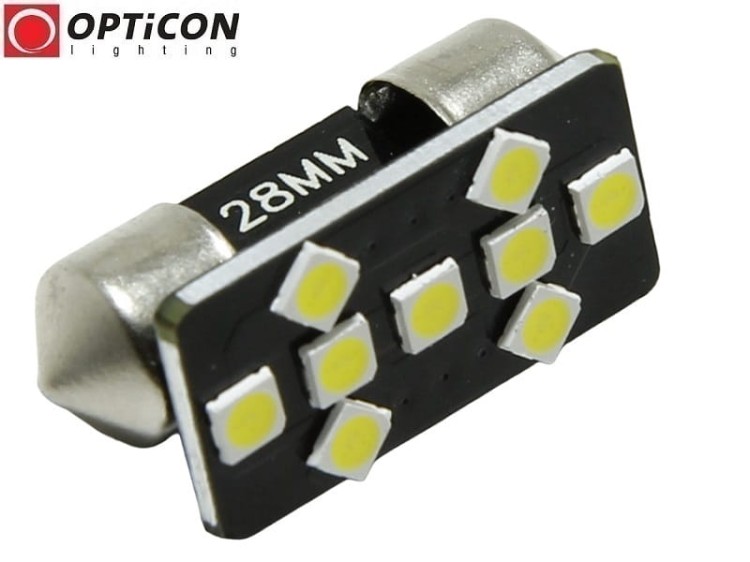 Żarówka Led C5W 28mm 12V 24V DC 9x SMD 3030 Biały Neutralny 4500K OPTICON