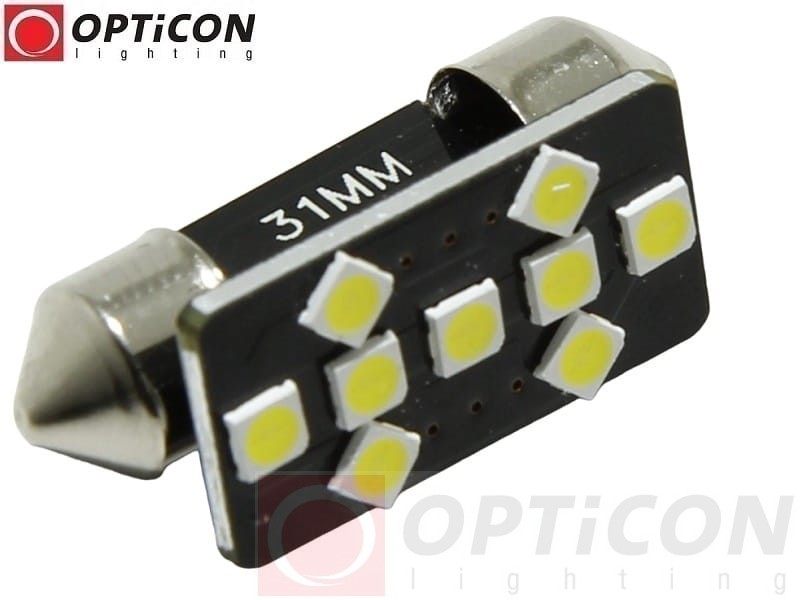Żarówka Led C5W 31mm 12V DC 9x SMD 3030 Biały Neutralny 4500K OPTICON