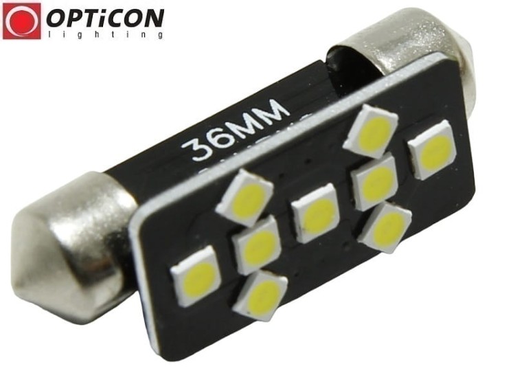 Żarówka Led C5W 36mm 12V DC 9x SMD 3030 Biały Ciepły 3000K OPTICON