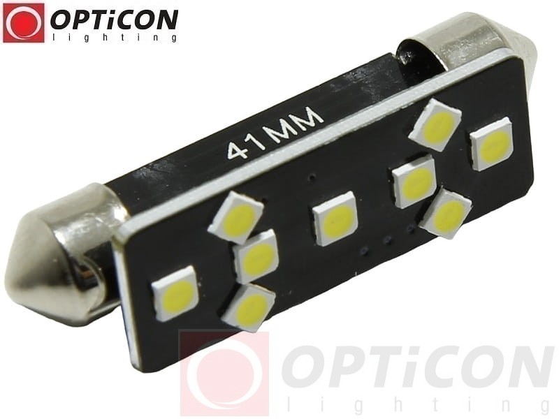 Żarówka Led C10W 42mm 12V DC 9x SMD 3030 Biały Zimny 6000K OPTICON