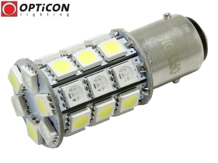 Żarówka Led P21/5W Bay15d 1157 30x SMD5050 DUAL COLOR 15/15 CW OPTICON