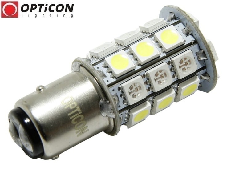 Żarówka Led P21/5W Bay15d 1157 30x SMD5050 DUAL COLOR 15/15 CW OPTICON
