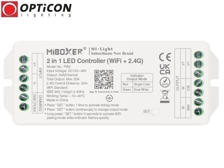 Sterownik Taśm LED MiLight 2in1 PW2 20A 12V / 24V DC RF 2,4G Wi-Fi Bluetooth