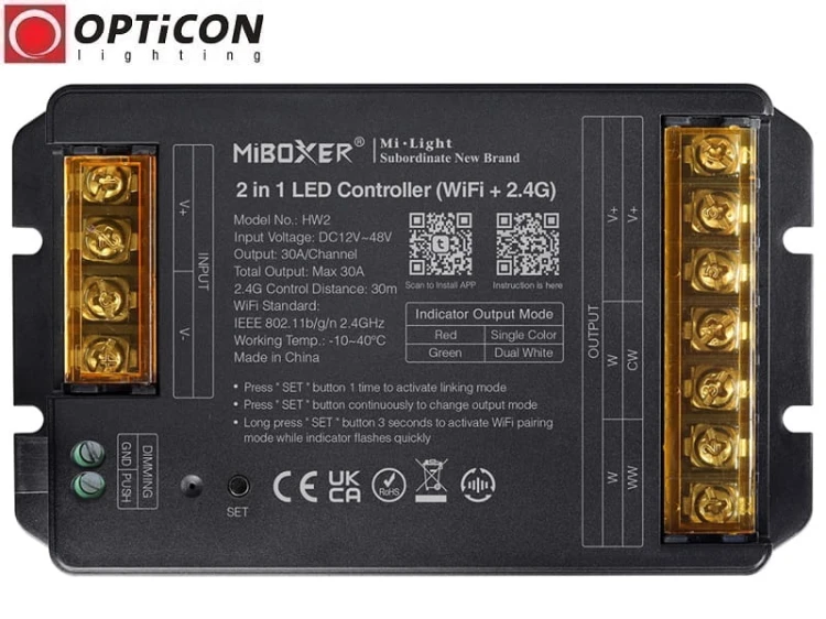 Sterownik Taśm LED MiLight 2in1 HW2 30A 12V / 24V DC 2,4G Wi-Fi Bluetooth