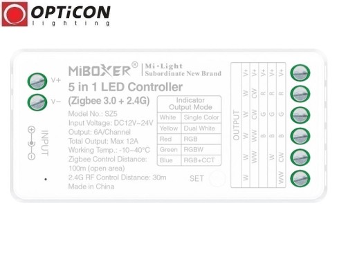 Sterownik Taśm LED MiLight 5in1 SZ5 12A 12V / 24V DC 2,4G + Zigbee 3.0