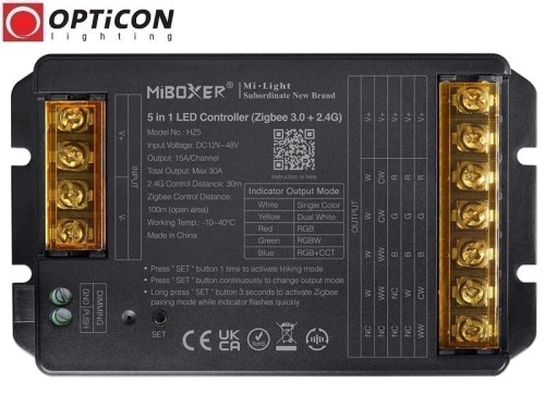 Sterownik Taśm LED MiLight 5in1 HZ5 30A 12V / 24V DC RF 2,4G + Zigbee 3.0