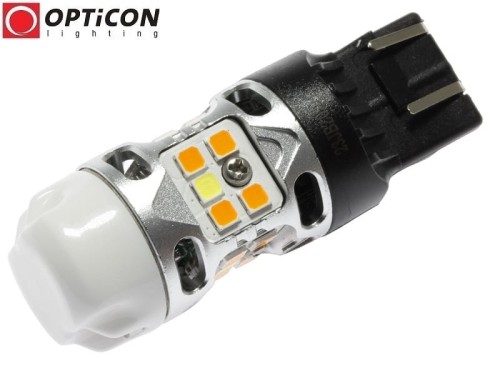 Żarówka Led W21/5W 7443 T20 20x SMD 3030 DUAL COLOR 4/16 CW OPTICON PREMIUM