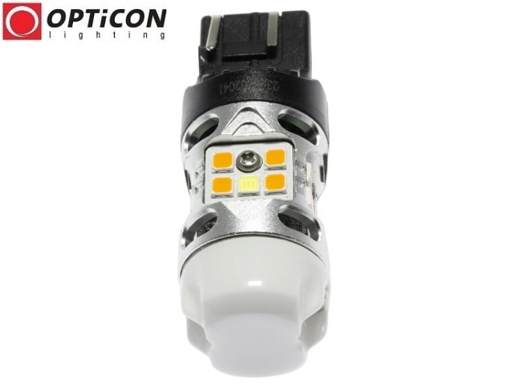 Żarówka Led W21/5W 7443 T20 20x SMD 3030 DUAL COLOR 4/16 CW OPTICON PREMIUM