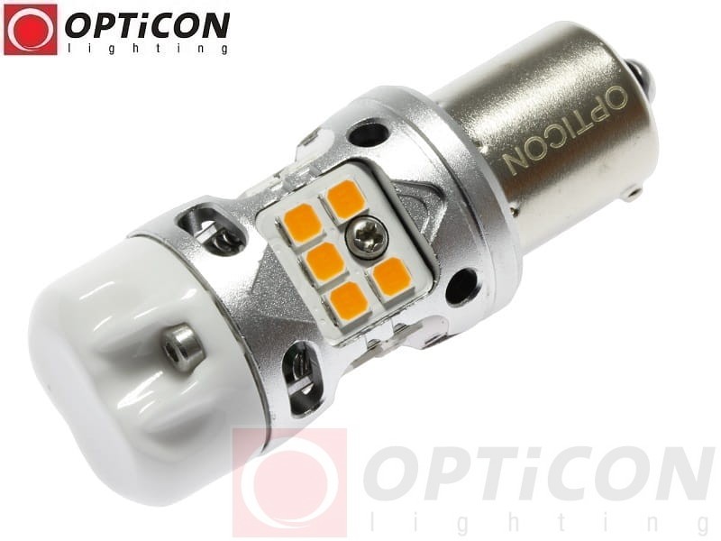 Żarówka Led P21W Ba15s 12V DC 20x SMD3030 Pomarańczowy CANBUS OPTICON PREMIUM