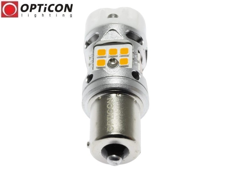 Żarówka Led P21W Ba15s 12V DC 20x SMD3030 Pomarańczowy CANBUS OPTICON PREMIUM