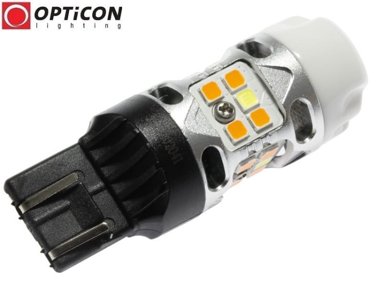 Żarówka Led W21/5W 7443CK T20 20x SMD 3030 DUAL COLOR 4/16 CW OPTICON PREMIUM