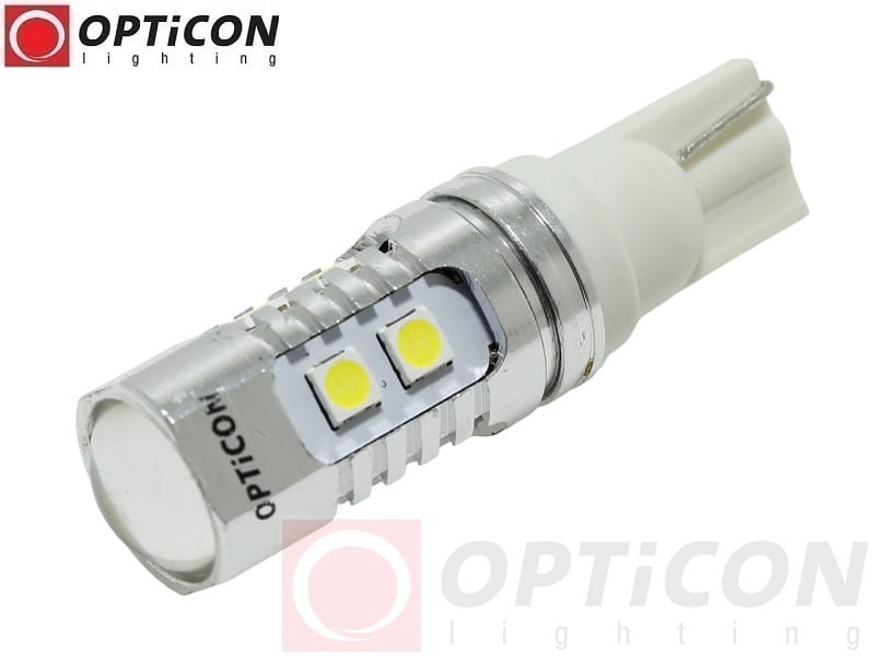 Żarówka Led W16W T15 12V DC 10x SMD 3030 Biały Zimny 6000K OPTICON PREMIUM
