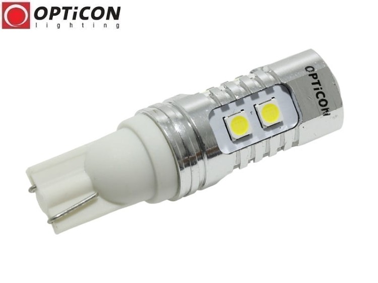 Żarówka Led W16W T15 12V DC 10x SMD 3030 Biały Zimny 6000K OPTICON PREMIUM
