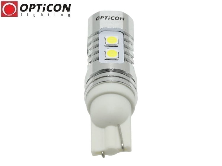 Żarówka Led W16W T15 12V DC 10x SMD 3030 Biały Zimny 6000K OPTICON PREMIUM