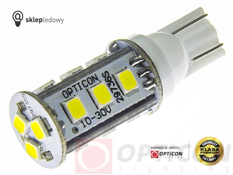 Żarówka Led W16W T15 12V DC 15x SMD 2835 Biały Zimny 6000K OPTICON