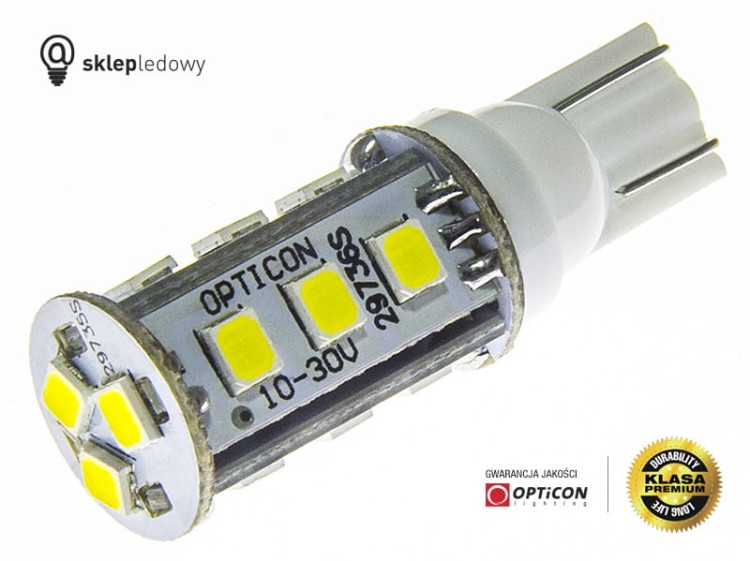 Żarówka Led W16W T15 12V DC 15x SMD 2835 Biały Zimny 6000K OPTICON