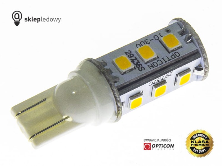 Żarówka Led W16W T15 12V DC 15x SMD 2835 Biały Ciepły 3000K OPTICON