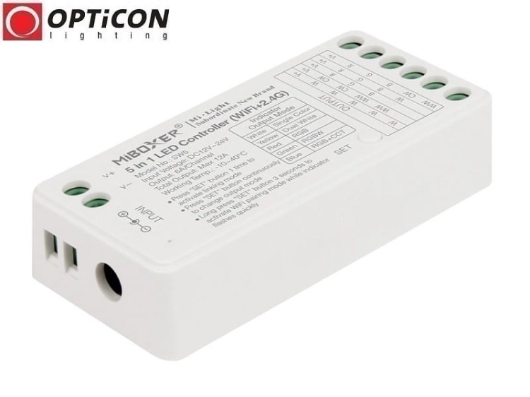 Sterownik Taśm LED MiLight 5in1 SW5 12A 12V / 24V DC 2,4G Wi-Fi Bluetooth