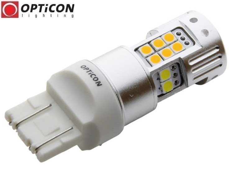 Żarówka Led W21/5W 7443 T20 30x SMD 3030 DUAL COLOR 6/24 CW OPTICON PREMIUM