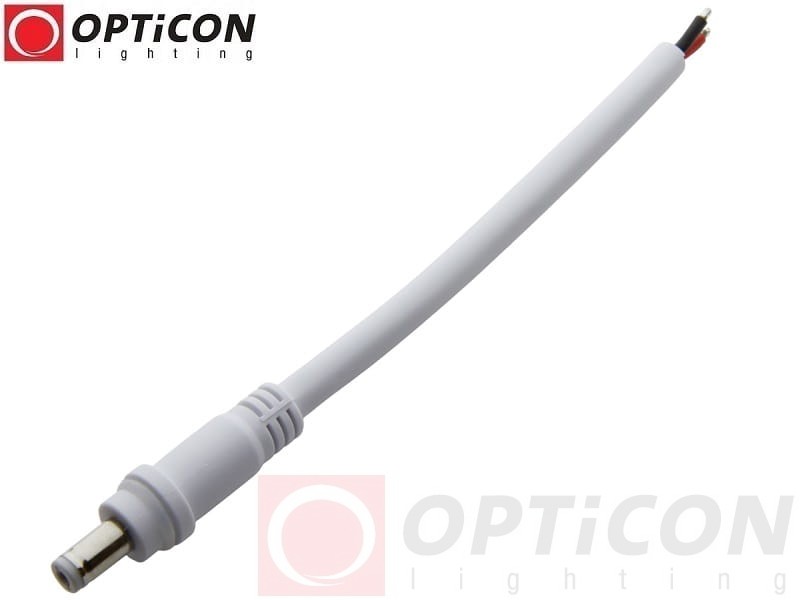 Konektor DC 5,5/2,1mm Biały Męski z przewodami 2x 0,75mm2 - dla taśm Led  (1)