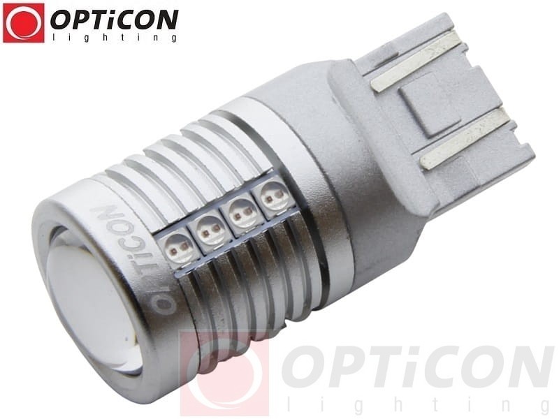 Żarówka Led W21/5W T20 7443 12V 20x SMD 3030 Czerwony CANBUS OPTICON PREMIUM