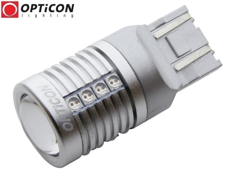 Żarówka Led W21/5W T20 7443 12V 20x SMD 3030 Czerwony CANBUS OPTICON PREMIUM