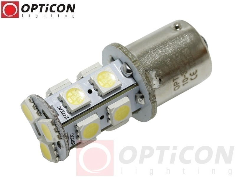 Żarówka Led P21W Ba15s 12V 24V DC 13x SMD5050 Biały Zimny OPTICON PREMIUM