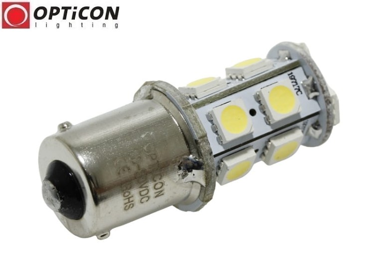 Żarówka Led P21W Ba15s 12V 24V DC 13x SMD5050 Biały Zimny OPTICON PREMIUM