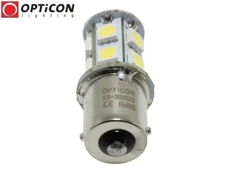 Żarówka Led P21W Ba15s 12V 24V DC 13x SMD5050 Biały Zimny OPTICON PREMIUM