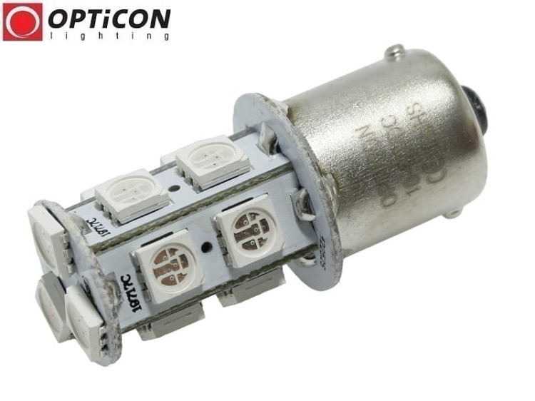 Żarówka Led P21W Ba15s 12V 24V DC 13x SMD5050 Pomarańczowy OPTICON PREMIUM