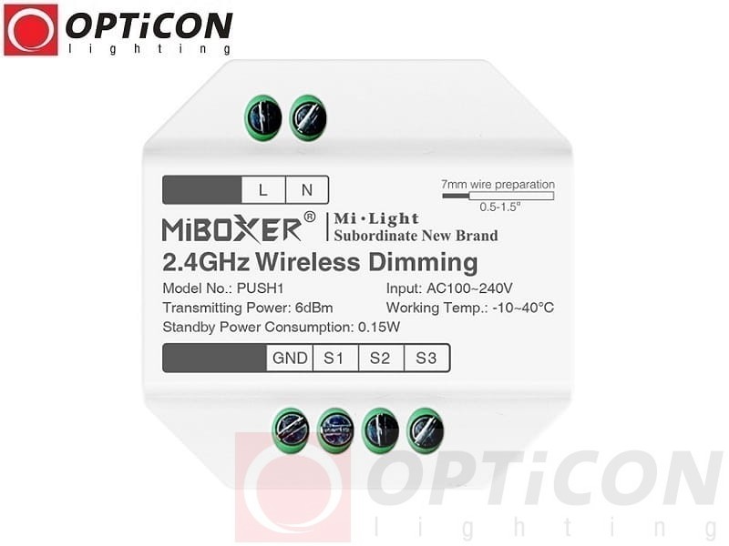 Bezprzewodowy Włącznik LED Push MiLight 230V AC RF 2,4GHz - 1 Strefa RGB / RGBW / RGBCCT