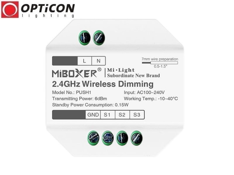 Bezprzewodowy Włącznik LED Push MiLight 230V AC RF 2,4GHz - 1 Strefa RGB / RGBW / RGBCCT