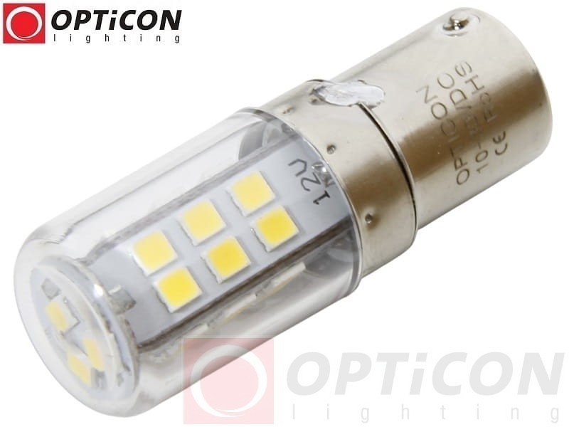 Żarówka LED P21W Ba15s 12V 24V DC 27x SMD 2835 Biały Ciepły 3000K OPTICON