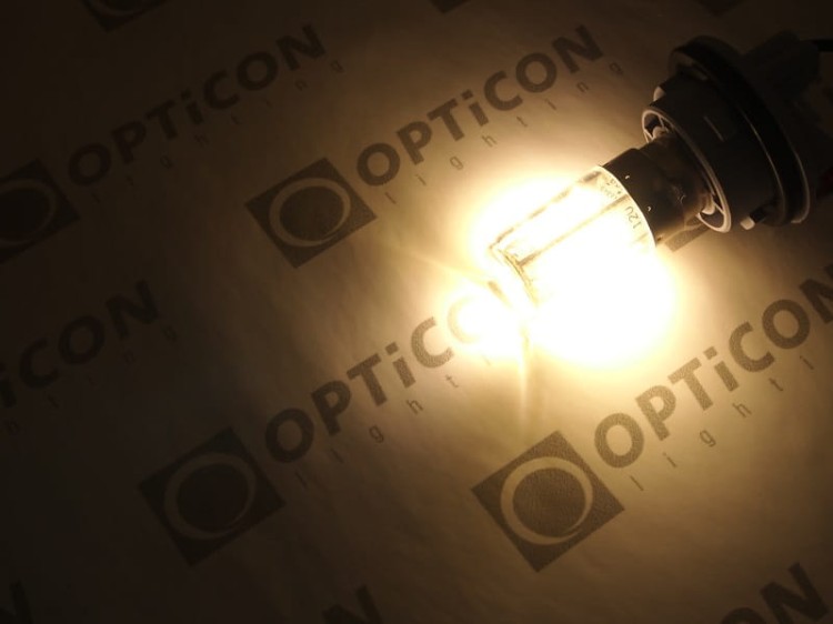 Żarówka LED P21W Ba15s 12V 24V DC 27x SMD 2835 Biały Ciepły 3000K OPTICON