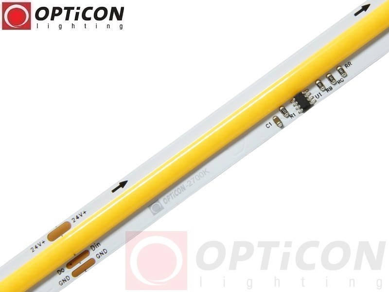 Taśma LED 24V COB 1800 SMD 10mm IP20 12W/m Biały Ciepły 2700K Cyfrowa Digital SPI WS2811