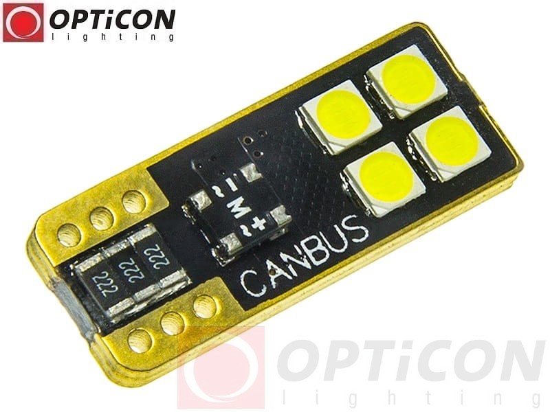 Żarówka Led W5W T10 4x SMD 3030 12V CANBUS Biały Zimny 6000K OPTICON PREMIUM