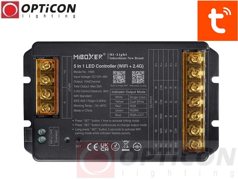 Sterownik Taśm LED MiLight 5in1 HW5 30A 12V / 24V DC 2,4G Wi-Fi Bluetooth