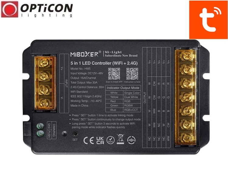 Sterownik Taśm LED MiLight 5in1 HW5 30A 12V / 24V DC 2,4G Wi-Fi Bluetooth