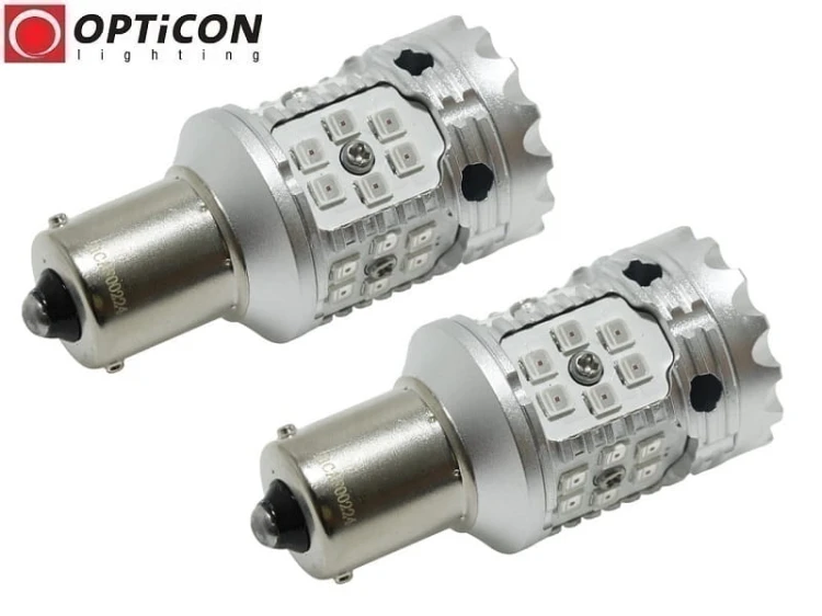 BMW 3 F30 F31 - Światła STOP LED P21W Ba15s CANBUS Opticon Premium - Zestaw 2 żarówki