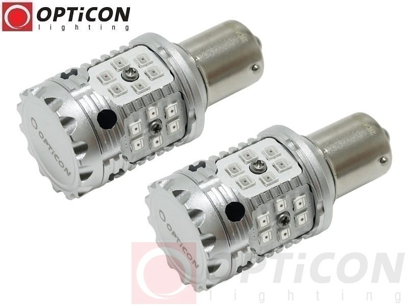 BMW 1 F20 F21 - Światła STOP LED P21W Ba15s CANBUS Opticon Premium - Zestaw 2 żarówki