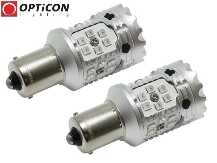 BMW 1 F20 F21 - Światła STOP LED P21W Ba15s CANBUS Opticon Premium - Zestaw 2 żarówki