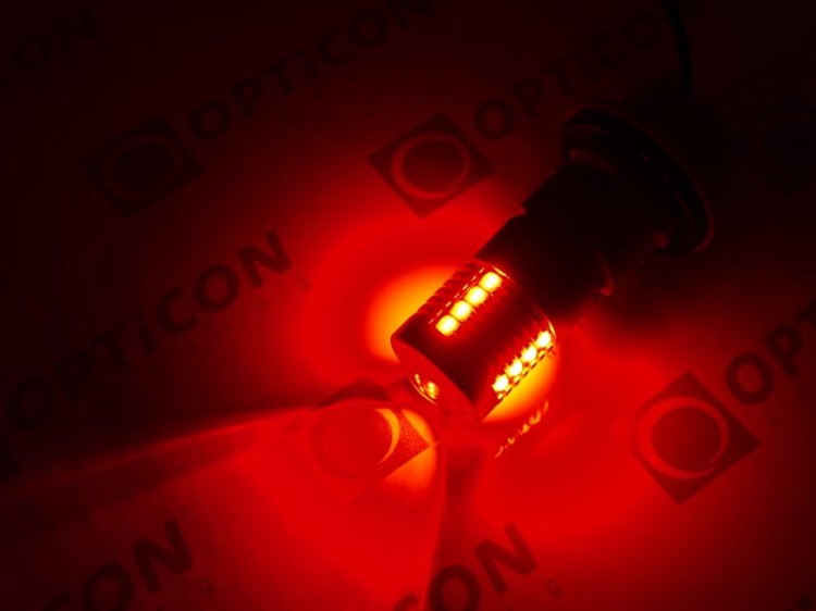 Żarówka Led W21/5W T20 7443 12V 20x SMD 3030 Czerwony CANBUS OPTICON PREMIUM