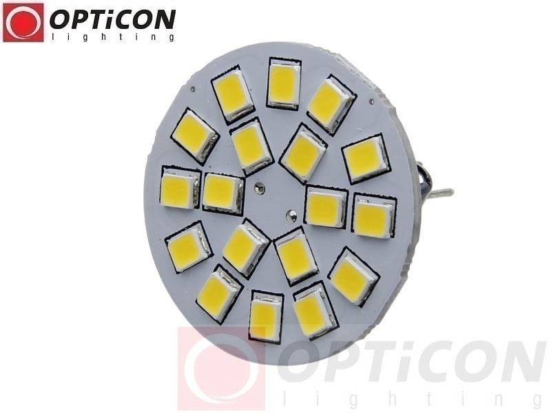 Żarówka G4 LED 2,5W 10-30V DC 18x SMD 2835 250lm Biały Ciepły 3000K 12V 24V Opticon Premium Back Pin