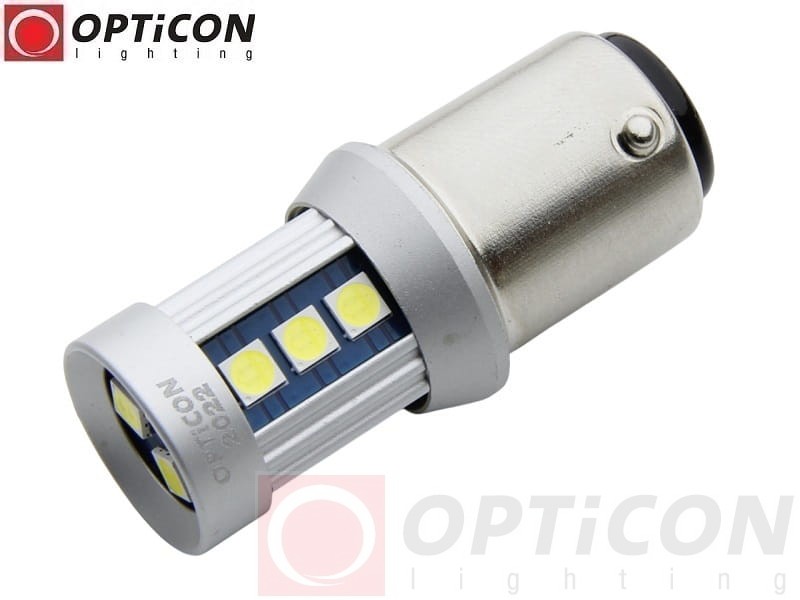 Żarówka Led P21/5W Bay15d 12V DC 15x SMD3030 Biały Zimny 6000K OPTICON PREMIUM