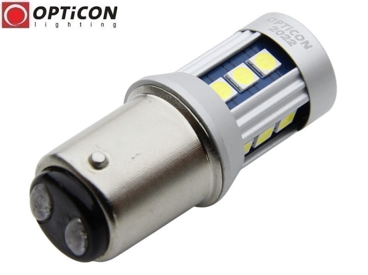 Żarówka Led P21/5W Bay15d 12V DC 15x SMD3030 Biały Zimny 6000K OPTICON PREMIUM